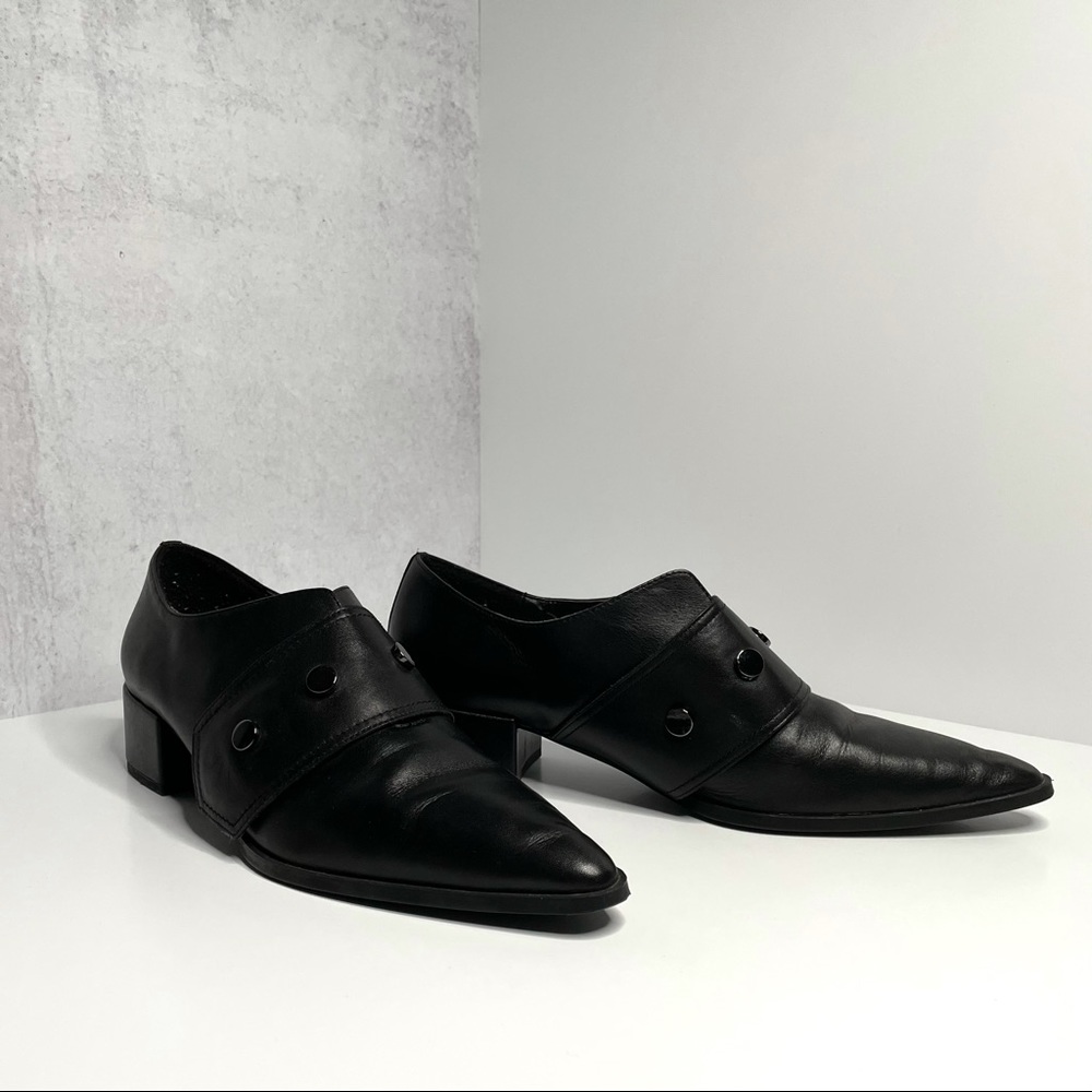 ZARA leather pointed monk strap shoe with studs